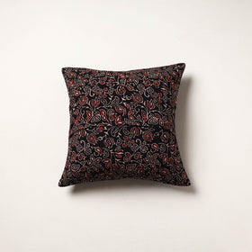 Black - kutch tagai work mashru silk patchwork cushion