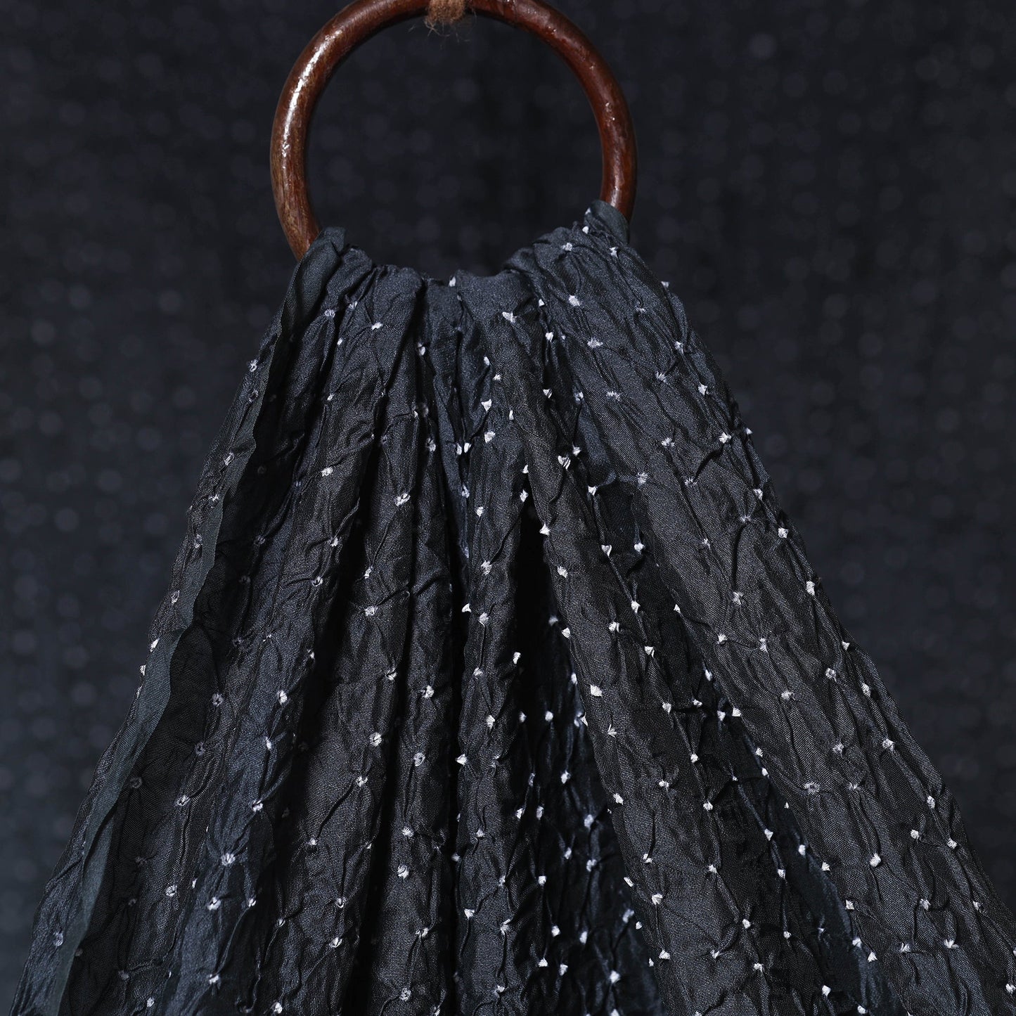 Black - kutch tie-dye chanderi silk bandhani fabric 14