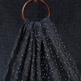 Black - kutch tie-dye chanderi silk bandhani fabric 14
