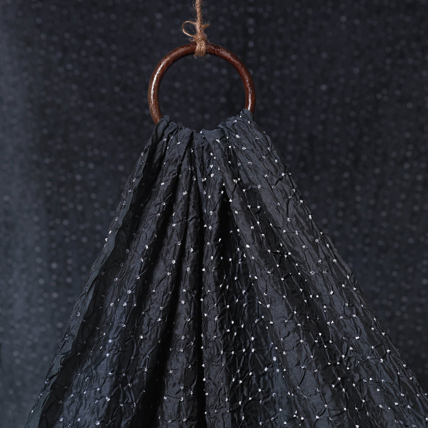 Black - kutch tie-dye chanderi silk bandhani fabric 14