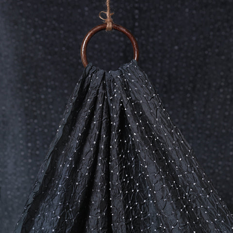 Black - kutch tie-dye chanderi silk bandhani fabric 14