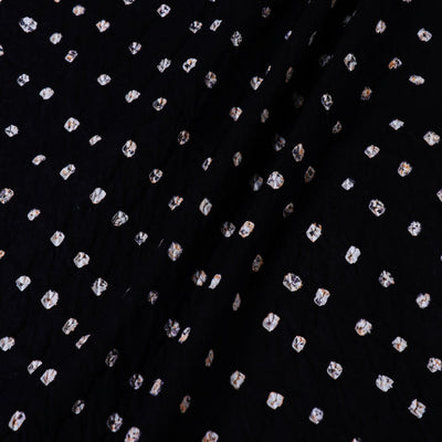  Black Kutchi Bandhani Tie-Dye Mul Cotton Fabric