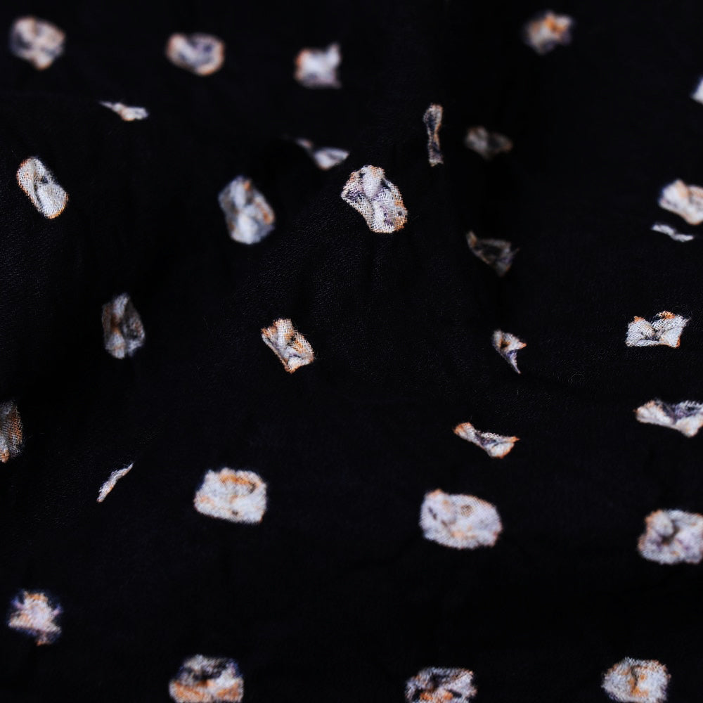  Black Kutchi Bandhani Tie-Dye Mul Cotton Fabric