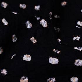  Black Kutchi Bandhani Tie-Dye Mul Cotton Fabric