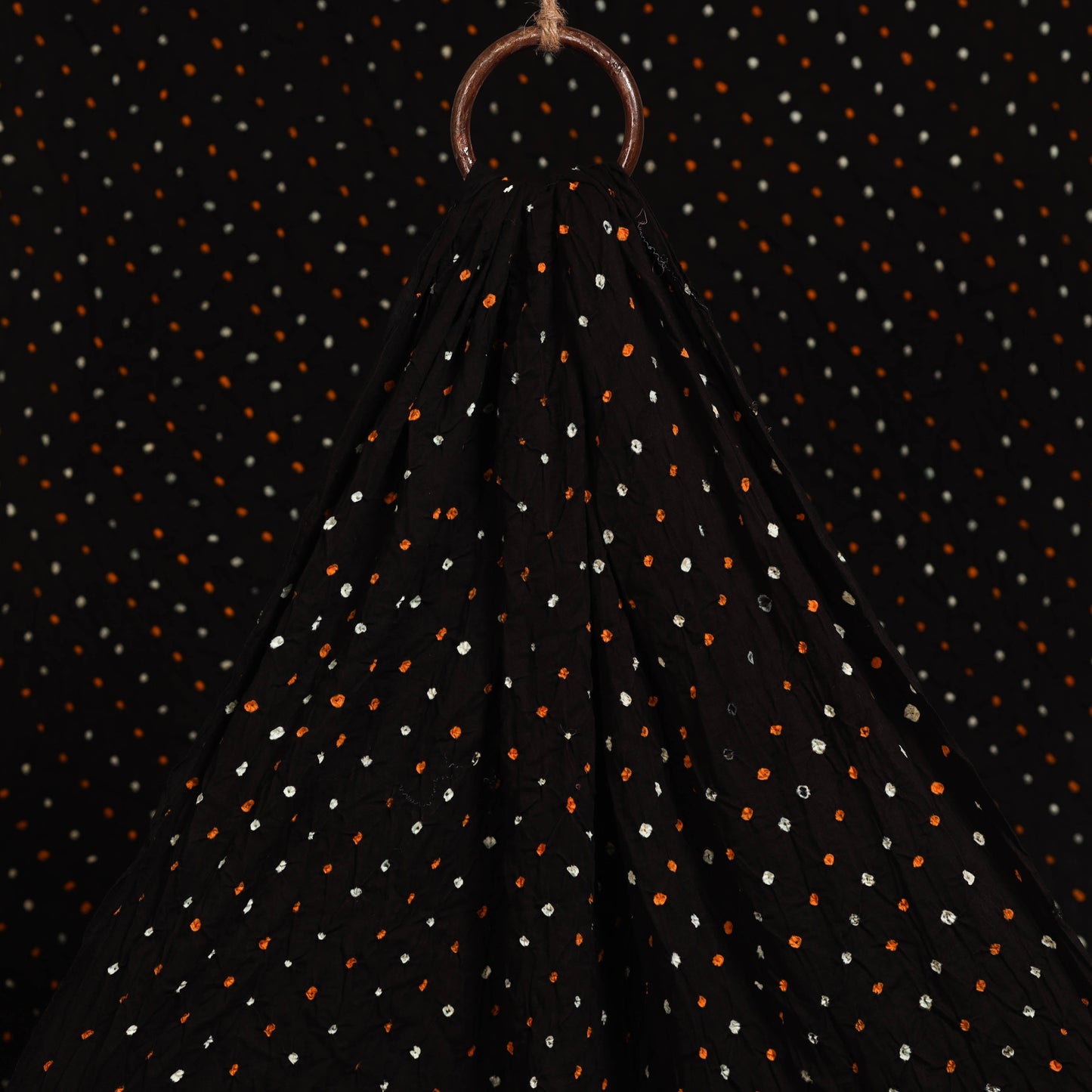 Black - kutch tie-dye soft cotton bandhani fabric 04