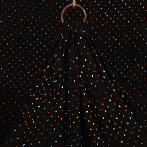 Black - kutch tie-dye soft cotton bandhani fabric 04
