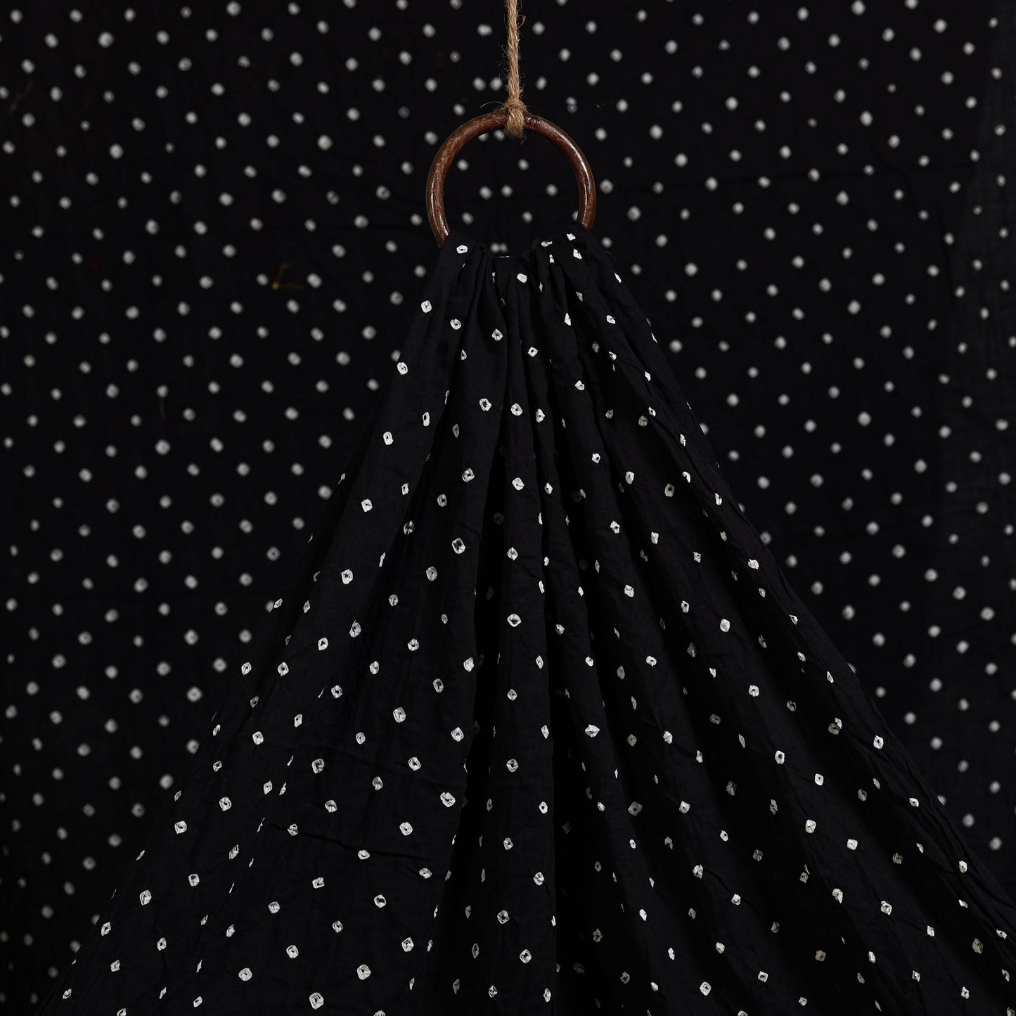 Black - kutch tie-dye cotton bandhani fabric 06