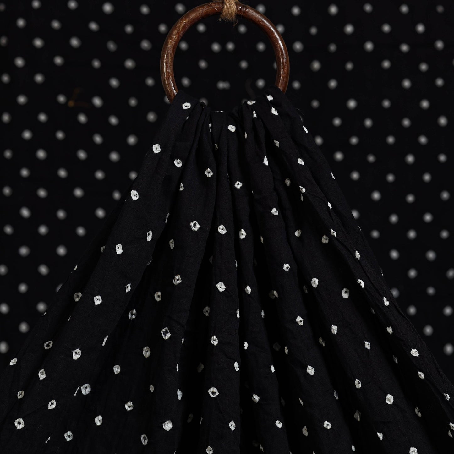 Black - kutch tie-dye cotton bandhani fabric 06