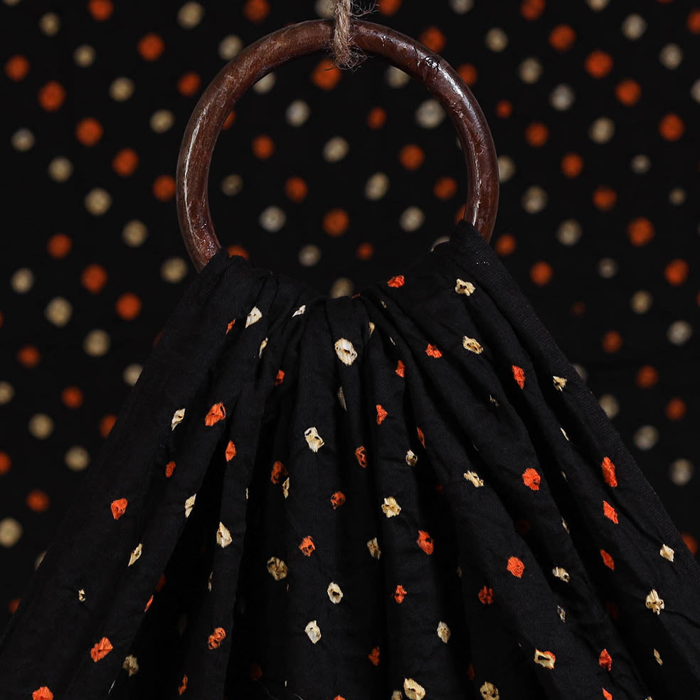 Black Kutch Tie-Dye Mul Cotton Bandhani Fabric