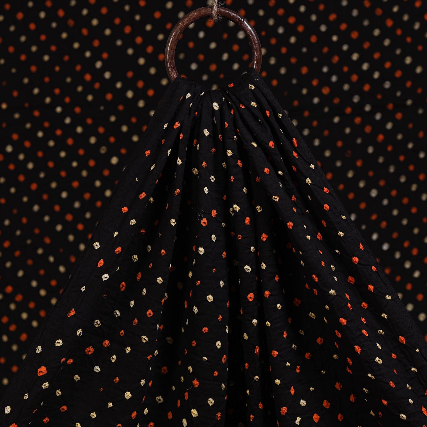 Black Kutch Tie-Dye Mul Cotton Bandhani Fabric