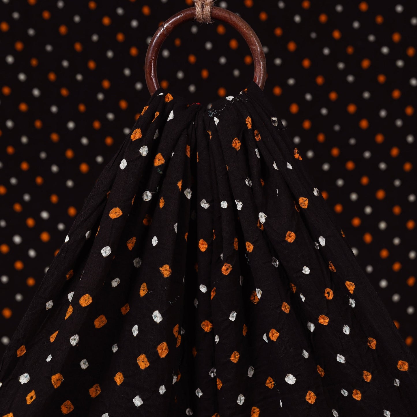 Black - kutch tie-dye cotton bandhani fabric 08