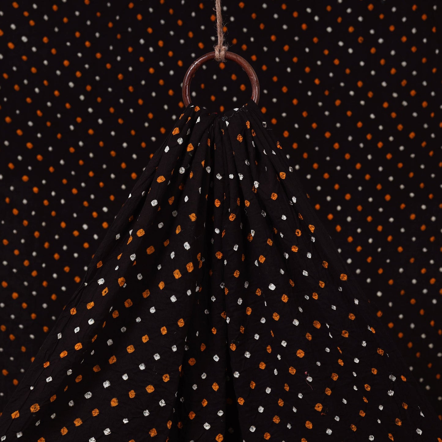 Black - kutch tie-dye cotton bandhani fabric 08