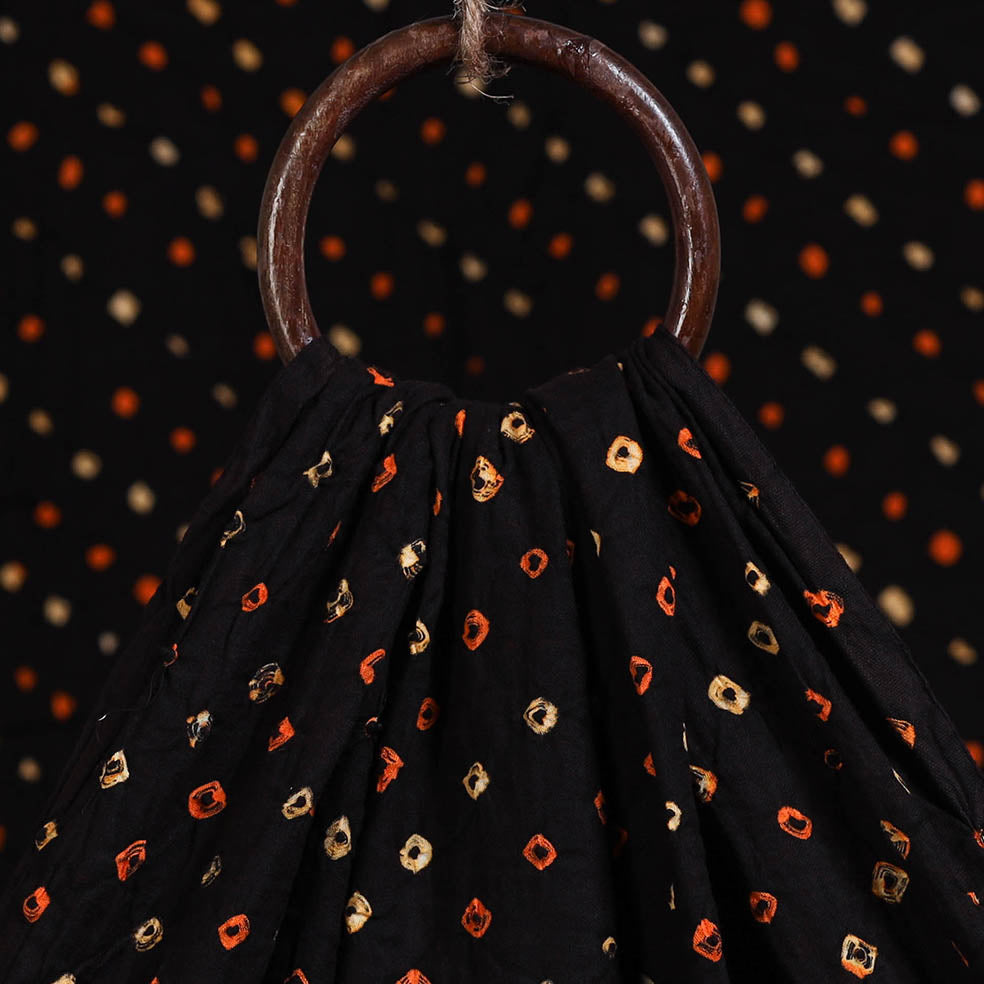Black Kutch Tie-Dye Cotton Bandhani Fabric