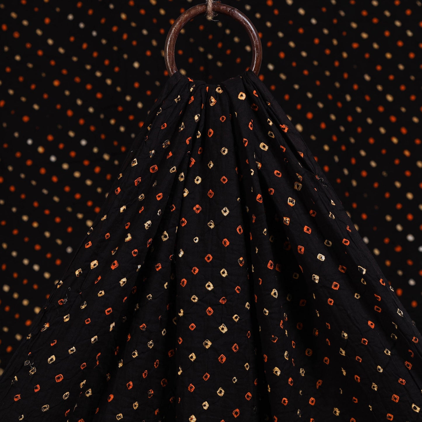 Black Kutch Tie-Dye Cotton Bandhani Fabric