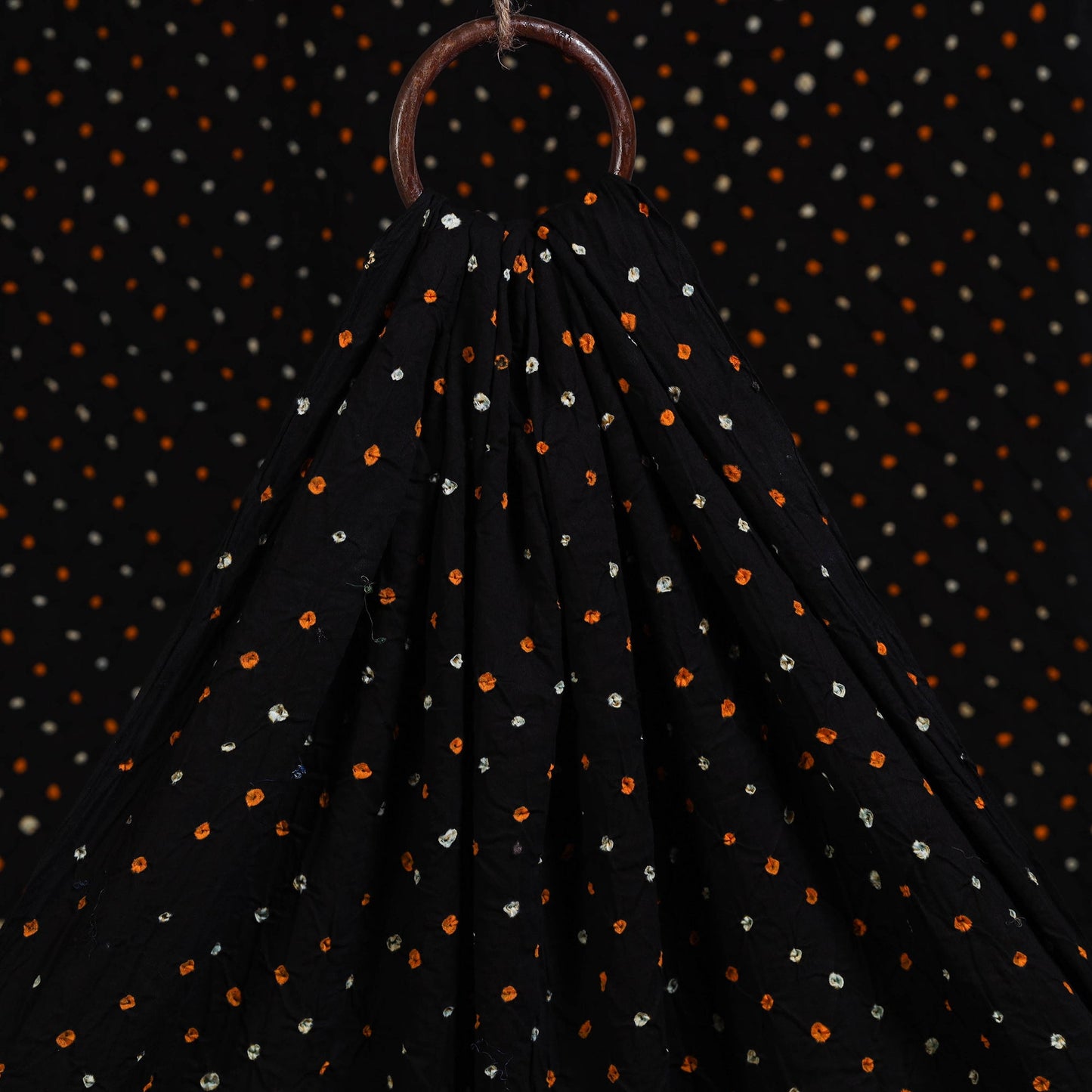 Black Kutch Tie-Dye Cotton Bandhani Fabric