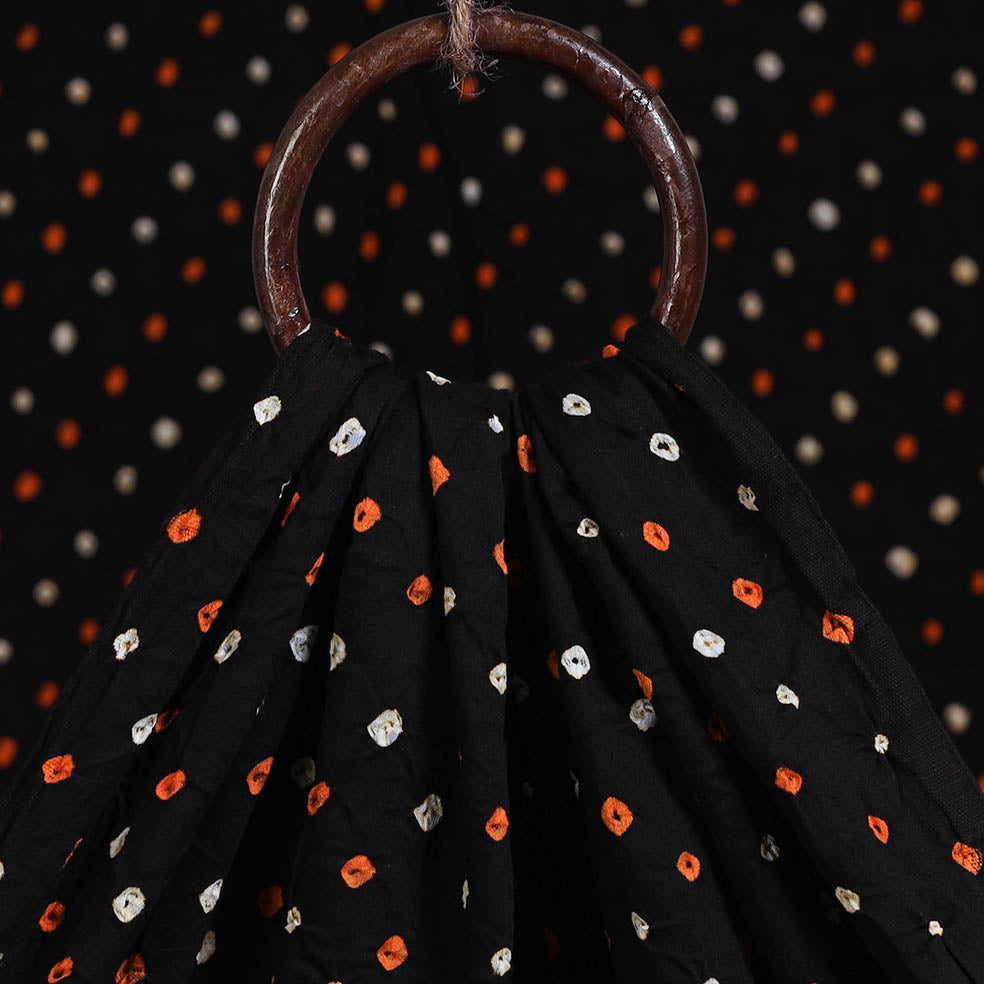 Black Kutch Tie-Dye Cotton Bandhani Fabric