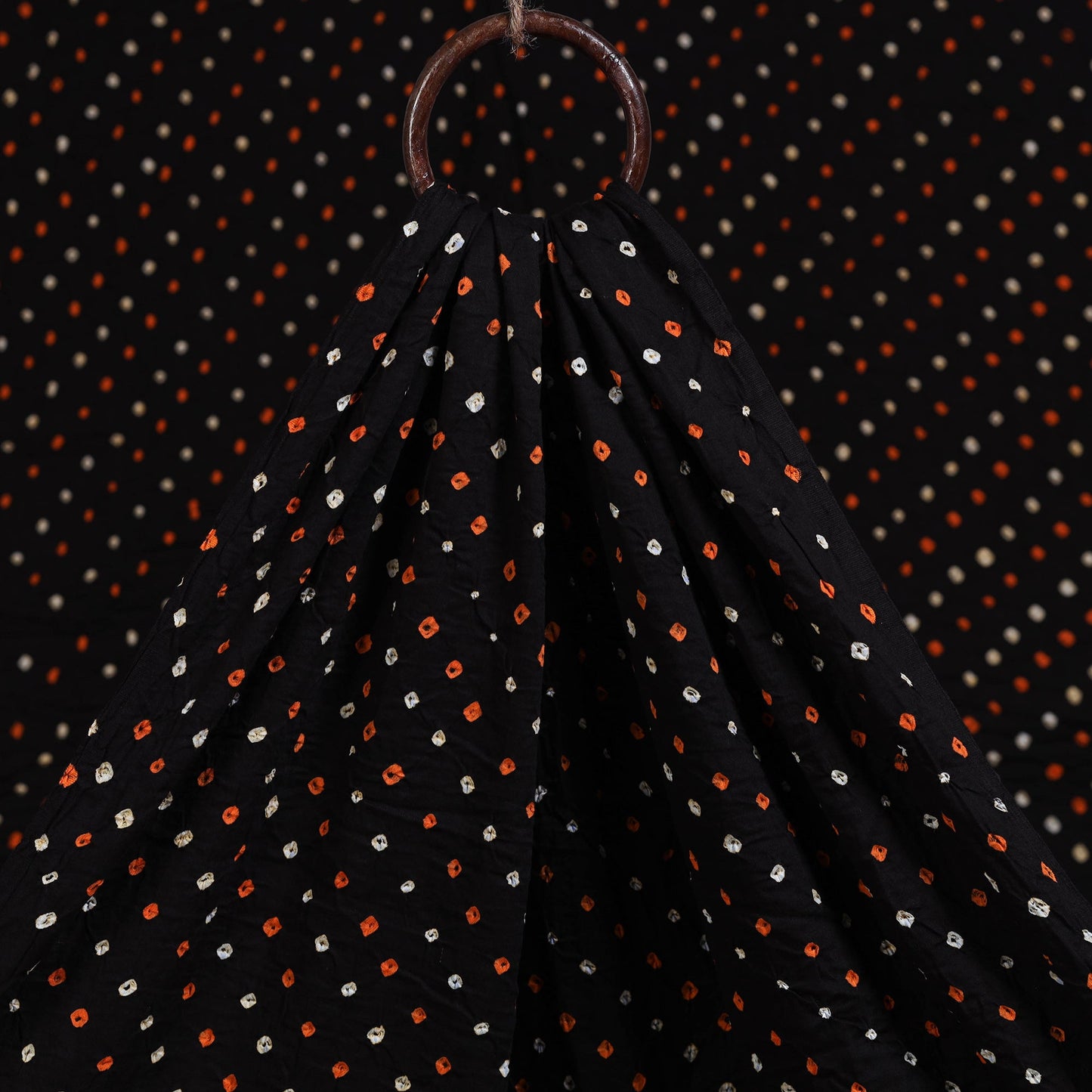 Black Kutch Tie-Dye Cotton Bandhani Fabric