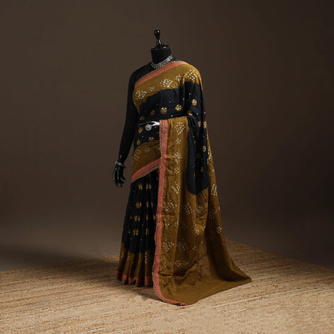 Black - kutch tie-dye cotton bandhani saree with blouse 51