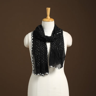 Black Kutch Tie-Dye Cotton Bandhani Stole