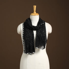 Black Kutch Tie-Dye Cotton Bandhani Stole