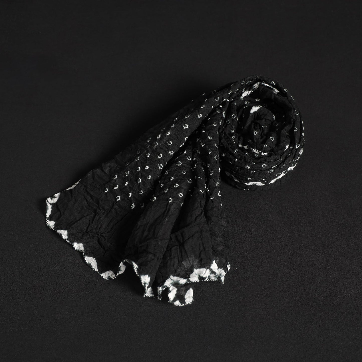Black Kutch Tie-Dye Cotton Bandhani Stole