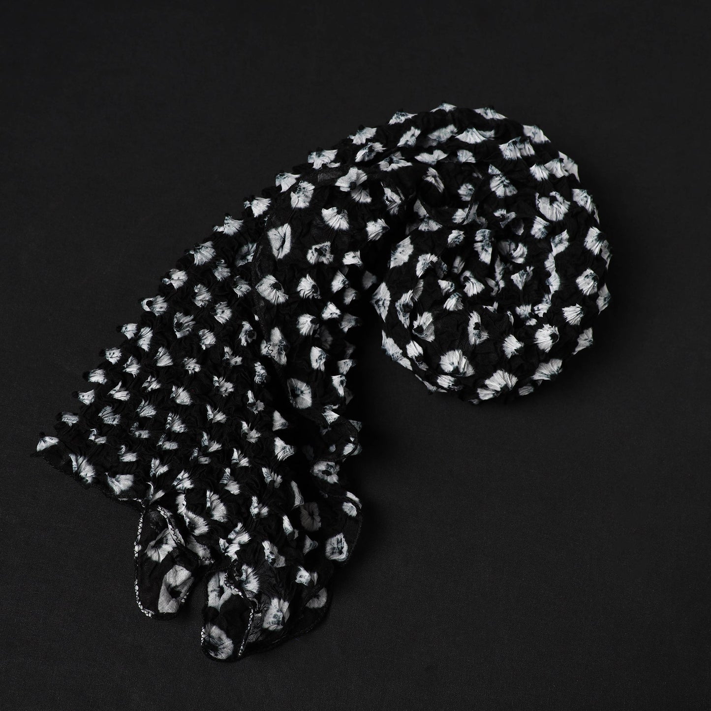 Black - Kutch Tie-Dye Cotton Bandhani Stole 19