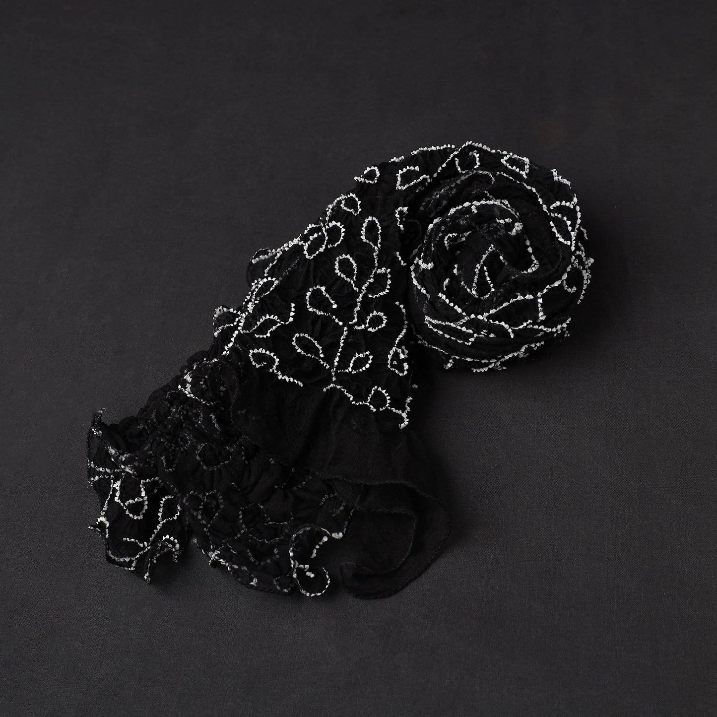 Black - kutch tie & dye georgette bandhani stole 08