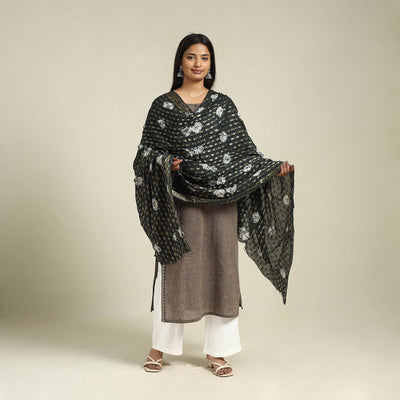 Buy Black Kutch Tie-Dye Mul Cotton Bandhani Dupatta