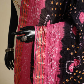 Black - kutch tie-dye mul cotton bandhani dupatta