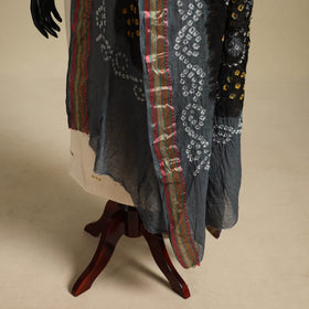 Black - kutch tie-dye mul cotton bandhani dupatta