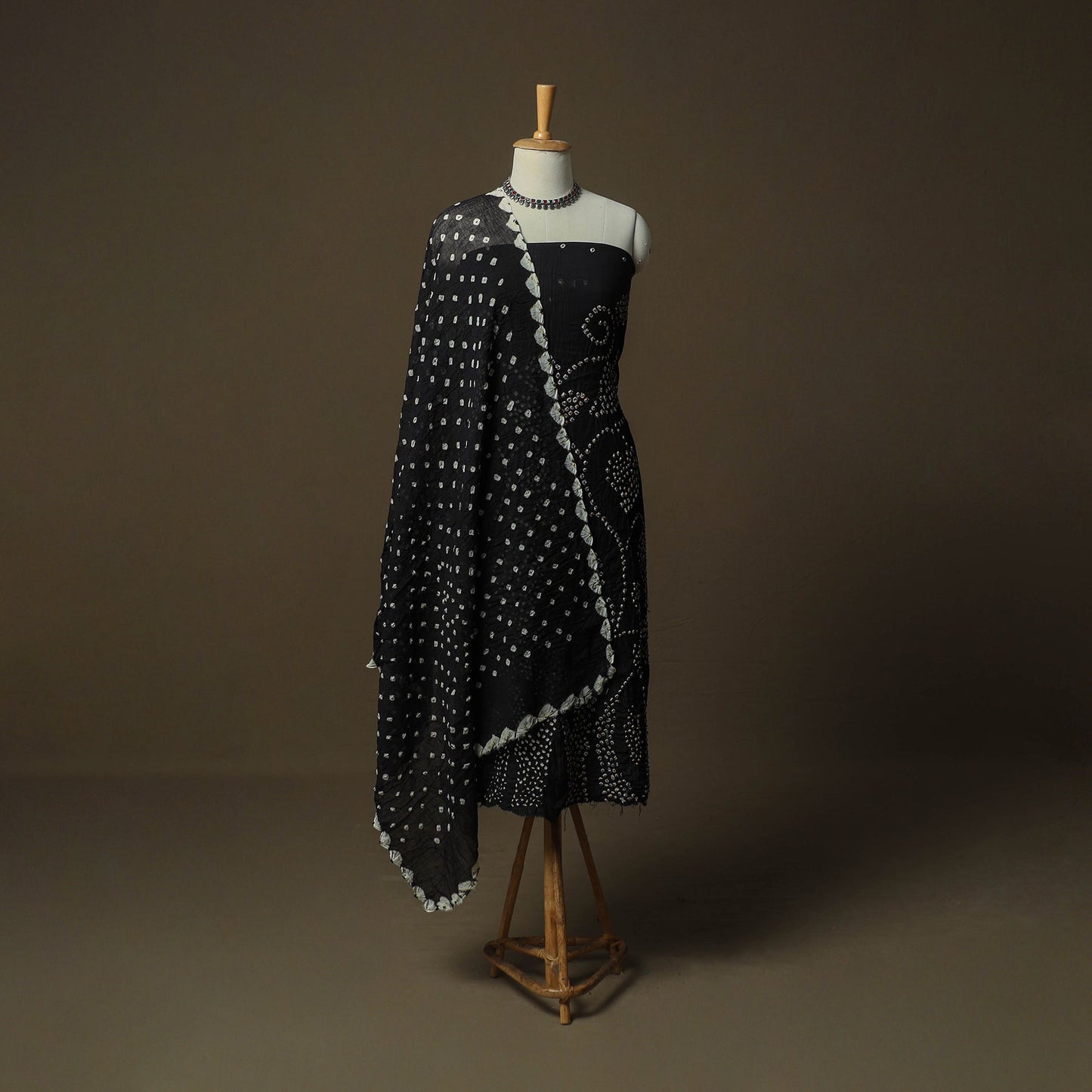 Kutch tie-dye satin cotton bandhani 3pc unstitched dress
