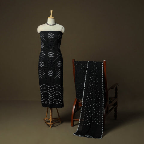 Kutch tie-dye satin cotton bandhani 3pc unstitched dress