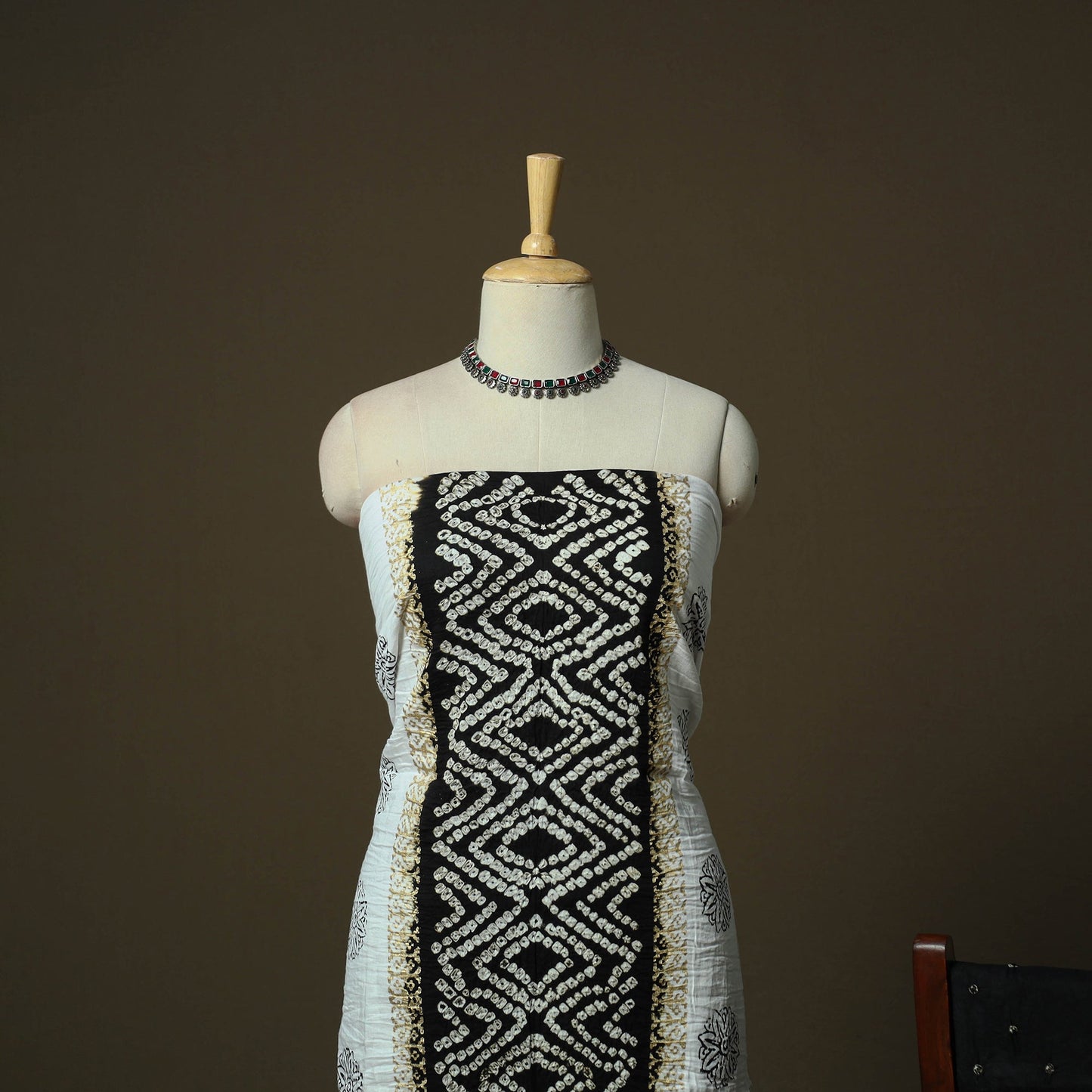 Kutch tie-dye satin cotton bandhani 3pc unstitched dress