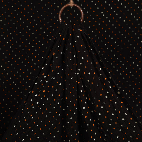 Black - kutch tie-dye soft cotton bandhani fabric 04