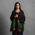 Black - kutch zari work handwoven bandhani woolen shawl 21