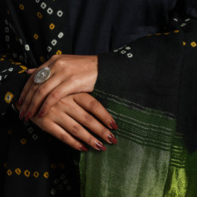 Black - kutch zari work handwoven bandhani woolen shawl 21