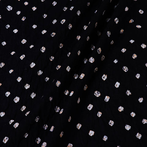  Black Kutchi Bandhani Tie-Dye Mul Cotton Fabric