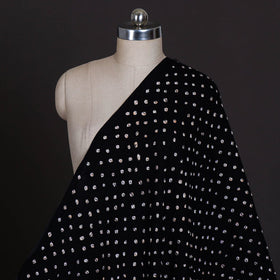  Black Kutchi Bandhani Tie-Dye Mul Cotton Fabric