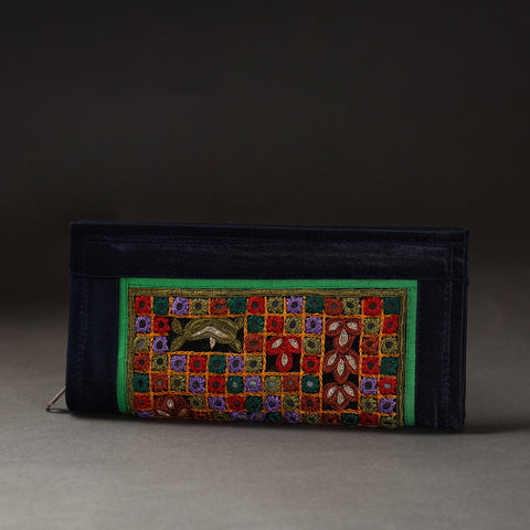 Black Kutchi Embroidery Mirror Work Clutch 