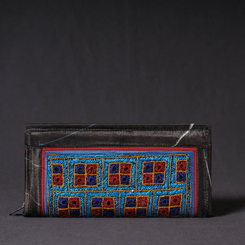 Black Kutchi Embroidery Mirror Work Clutch