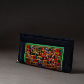 Black Kutchi Embroidery Mirror Work Clutch 