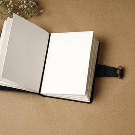 Black - leather cover handmade paper notebook 01