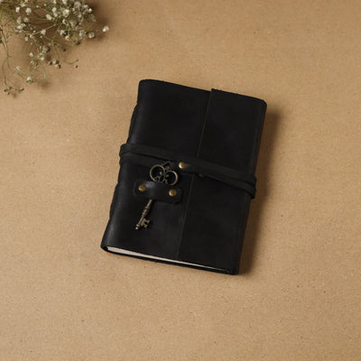 Black - leather cover handmade paper notebook 03