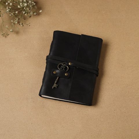Black - leather cover handmade paper notebook 03