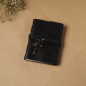 Black - leather cover handmade paper notebook 03