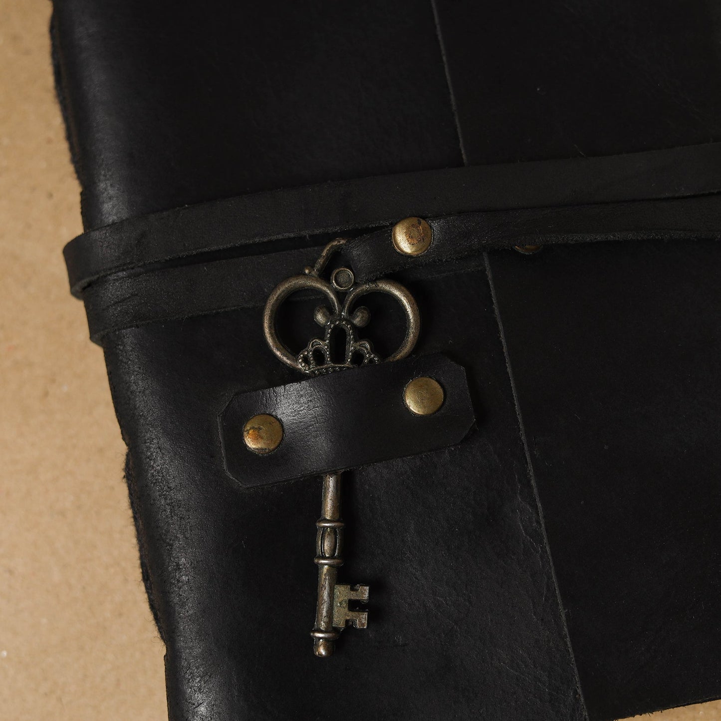 Black - leather cover handmade paper notebook 03