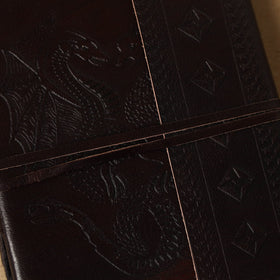 Black - leather cover handmade paper notebook 04