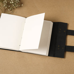 Black - leather cover handmade paper notebook 14