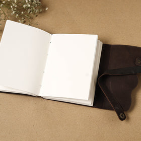 Black - leather cover handmade paper notebook 15