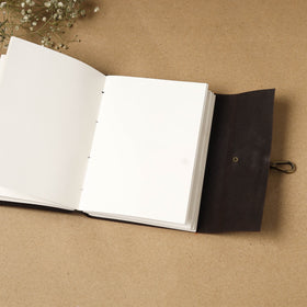 Black - leather cover handmade paper notebook 20